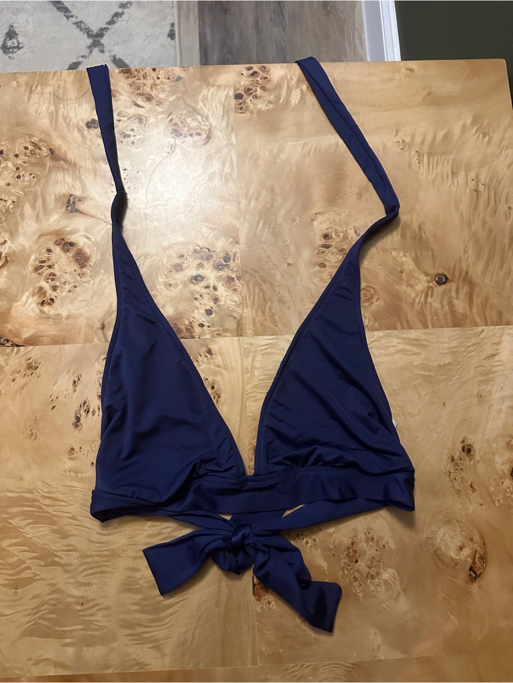 Moschino Navy Triangle Tie-Back Bikini Top